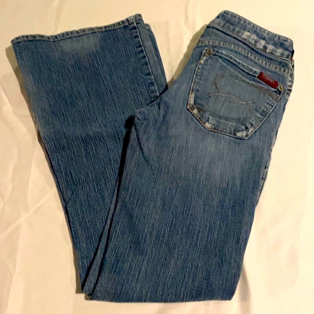 Silver Low Rise Flare Jeans